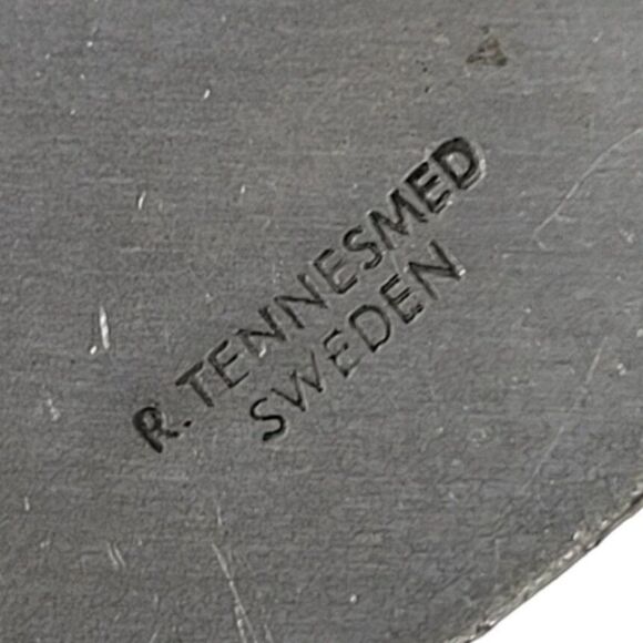 Vintage Signed R. Tennesmed Sweden Pewter Necklace Carved Heart Flower Pendant - Picture 3 of 14